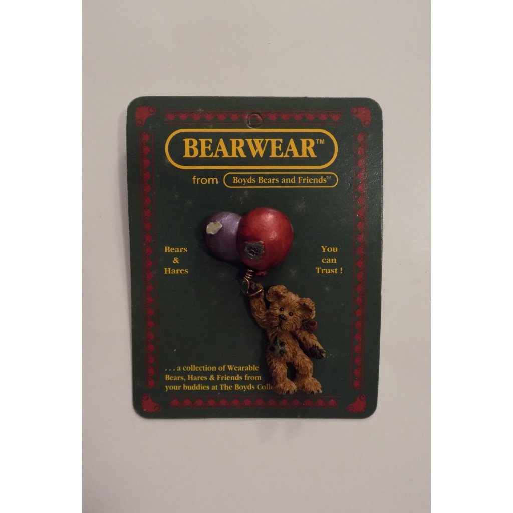 Boyds Bears Bearwear Brooch Lapel Pin 1995 Milo With Balloons Vintage - 26116